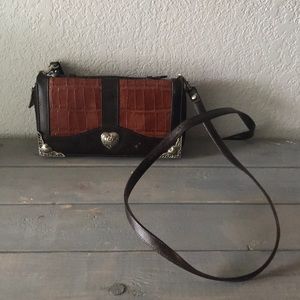 brown croc crossbody wallet /clutch